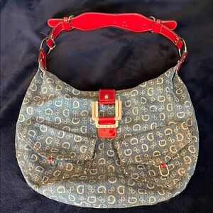 Guess Denim w/Red Accents Shoulder Bag